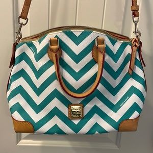 Dooney and Burke satchel teal chevron with red interior